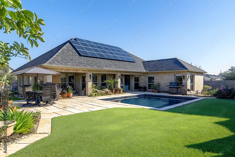 Modern Solar Panels Installed On A Upper-middle-class Home In Texas, Solar Photography, Solar Powered Clean Energy, Sustainable Resources, Electricity Source, Texas Solar Installation Modern Solar Panels Installed On A Upper-middle-class Home In Texas, Solar Photography, Solar Powered Clean Energy, Sustainable Resources, Electricity Source, Texas Solar Installation