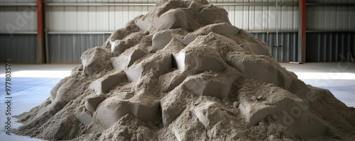 Material for cement preperation. Fly ash pile on ground