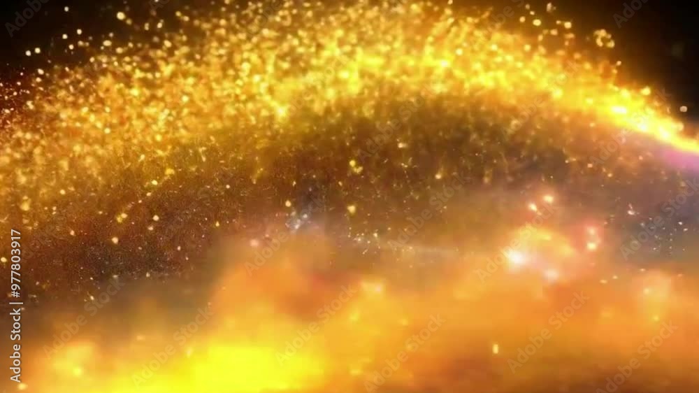 Radiant Particle Wave: Glowing Gold, Silver, and Blue Sparks Sweep Across a Black Velvet Backdrop | 4K Background Material for Loop Playback Radiant Particle Wave: Glowing Gold, Silver, and Blue Sparks Sweep Across a Black Velvet Backdrop | 4K Background Material for Loop Playback