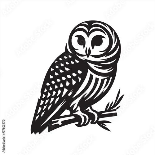 Barred Owl Silhouette Vector – High-Quality Wildlife Illustration