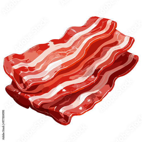Bacon Strips on a White Background, Vector Illustration