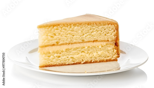 Piece of tasty sponge cake isolated on white