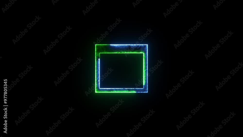Window symbol icon glow neon fire symbol blue green color animation Window symbol icon glow neon fire symbol blue green color animation