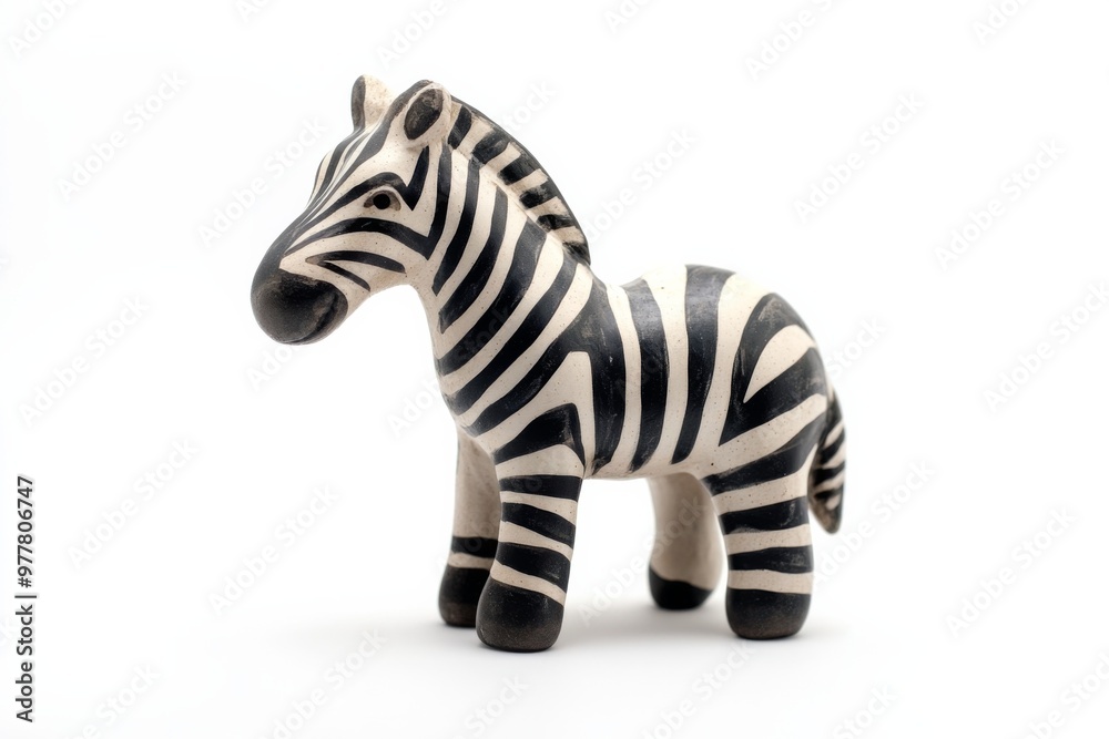 Obraz premium ceramic zebra figurine on white background