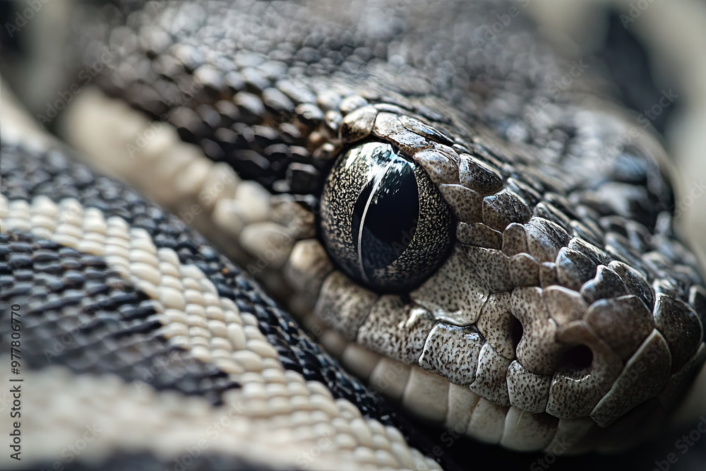 Fototapeta premium Snake's scales close-up revealing intricate patterns 