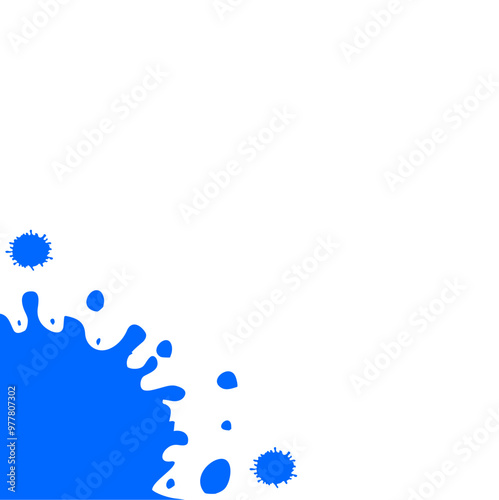 Paint splatter border corner, Splash stain. Vector