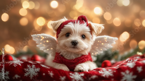Adorable Christmas Angel Puppy