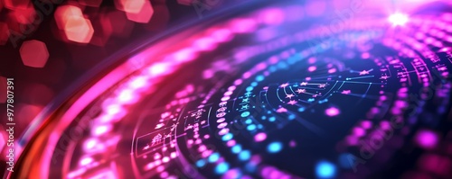 Digital calendar displaying zodiac predictions for each day, sleek and innovative design