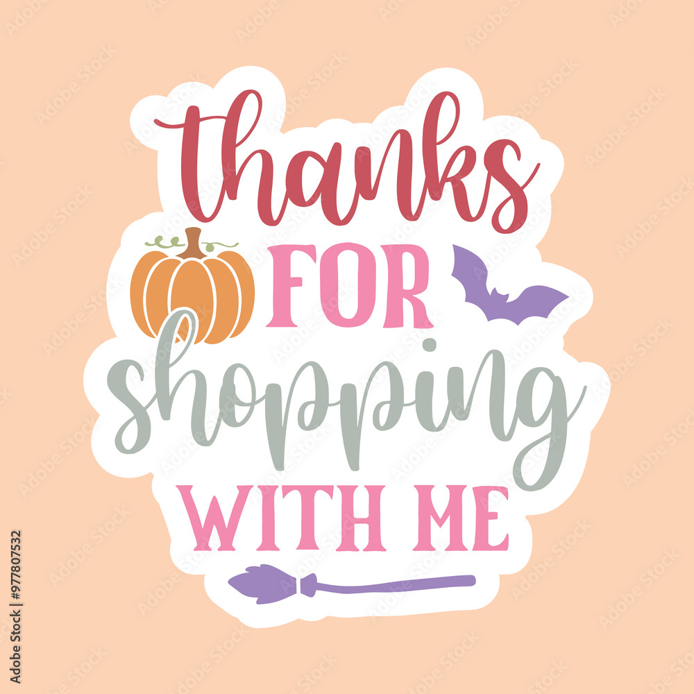 Thanks for shopping with me, Boho halloween sticker, Thank you sticker