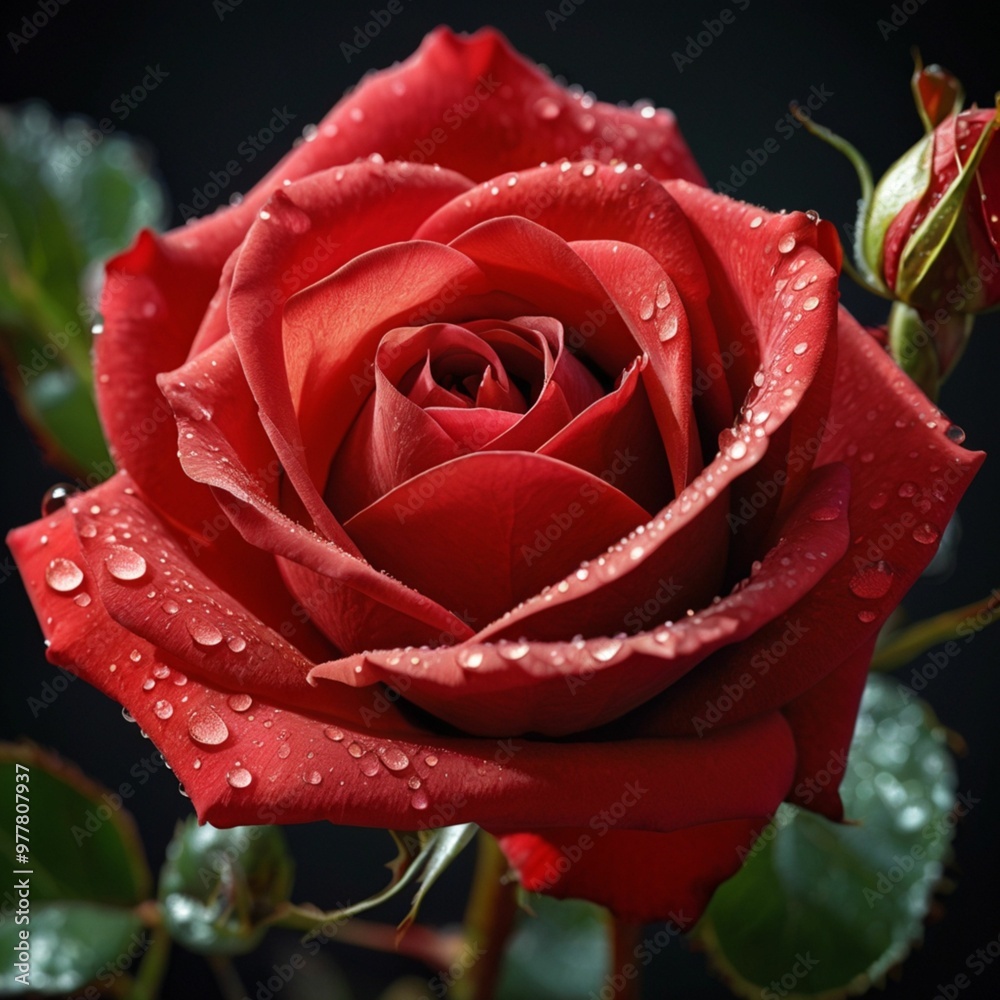 Beautiful Close Up Realistic Red Rose Flower Beautiful Close Up Realistic Red Rose Flower