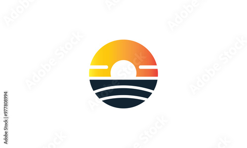 Free Download sunset logo. sunset vector illustration, beach and sun logo, mountain logo, outdoor logo, mountain and sun, sea wave & sun - GFXLoad