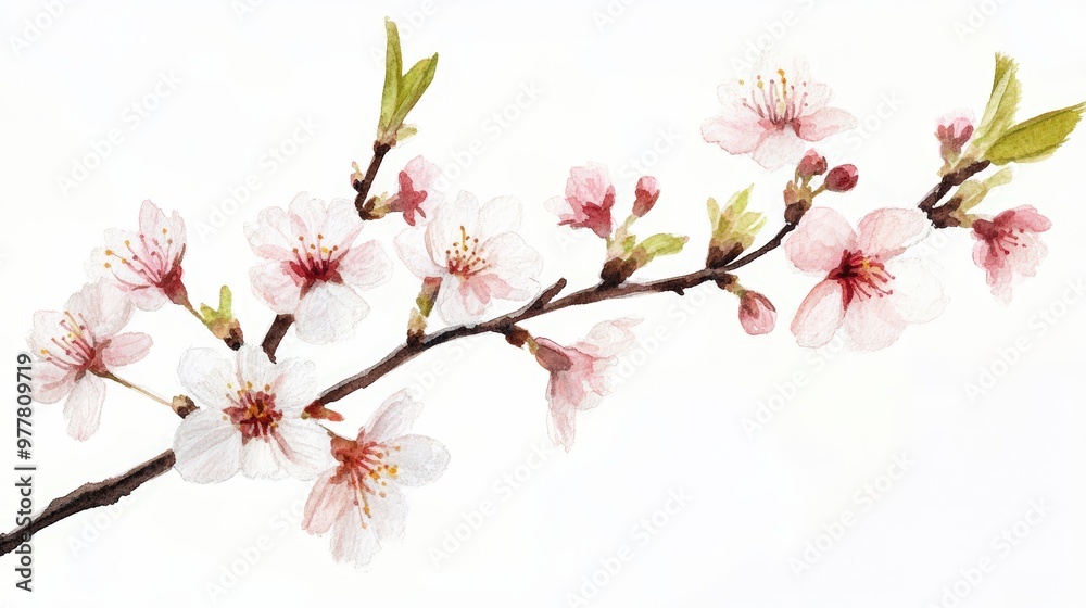 Watercolor painting of pink cherry blossoms. Watercolor painting of pink cherry blossoms.