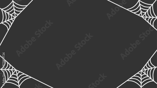 Simple white spider webs in the corners of a dark gray background, creating a spooky minimalist Halloween frame