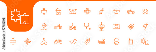 children toys line icon design vector