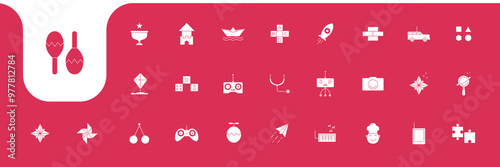children toys simple icon set design vector
