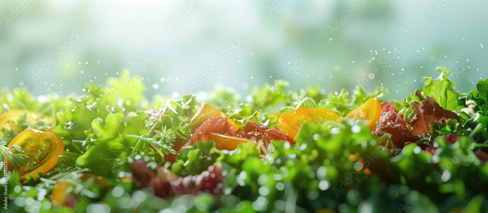 Fototapeta premium New salad. Copy space image. Place for adding text and design