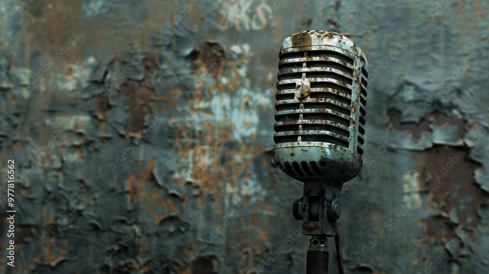 Fototapeta premium Antique Microphone with Rusted Details