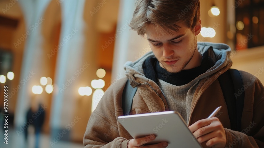 Young Man Using Digital Tablet Young Man Using Digital Tablet