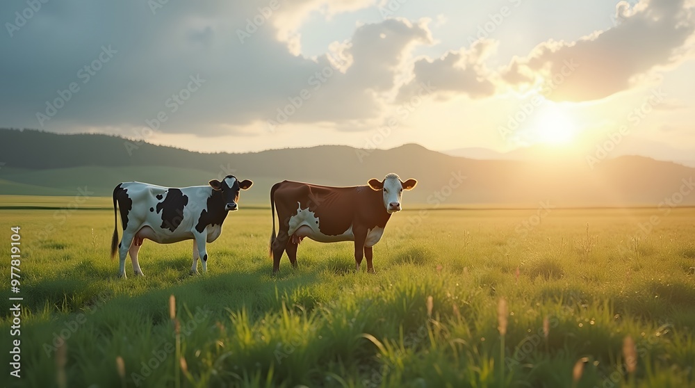 meadow and cows realistic meadow and cows realistic