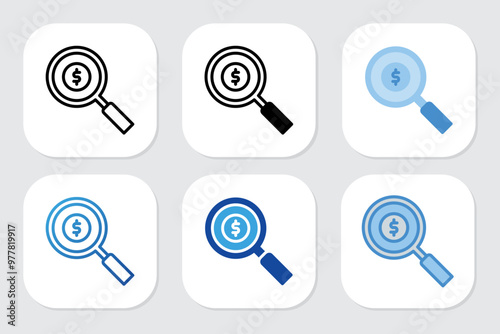 Finance Search icons with various design styles