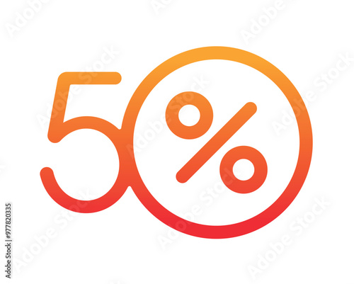 fifty percent logo. 50 percent concept for economy, financial world. fifty percent concept on white background