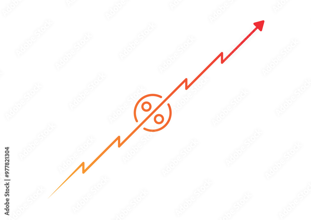 zig zag arrow sign and percent symbol. growth and percent symbol concept zig zag arrow sign and percent symbol. growth and percent symbol concept