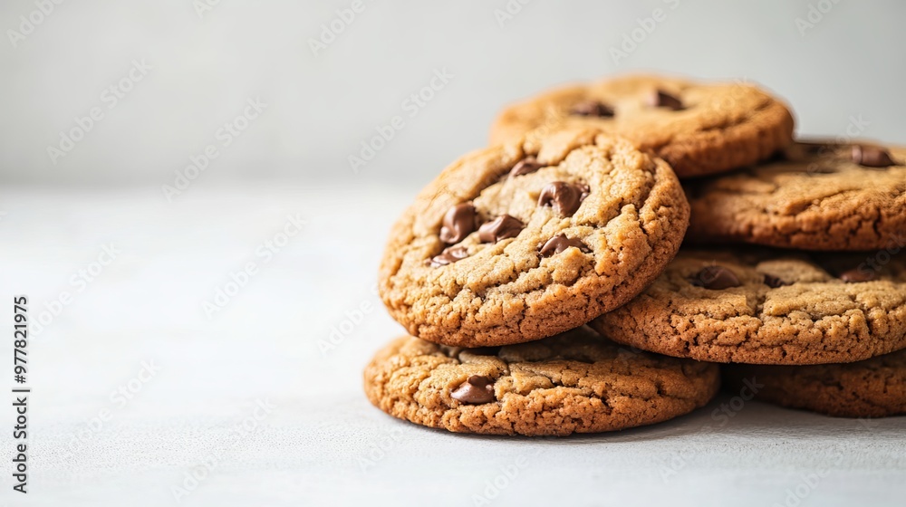 Round cookies piled on a plain backdrop Round cookies piled on a plain backdrop