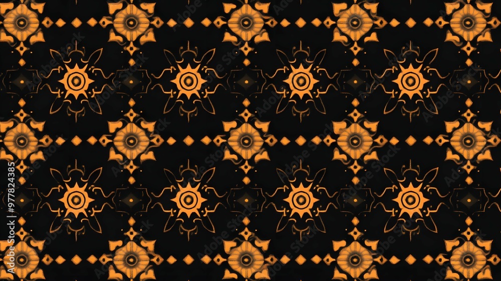 Flowers, Florals, Leaves, Shapes, Waves, Black and Orange, Abstract Image, Texture, Pattern Background, Wallpaper, Cover and Screen for Smartphone, PC, Laptop, 9:16 and 16:9 Format
