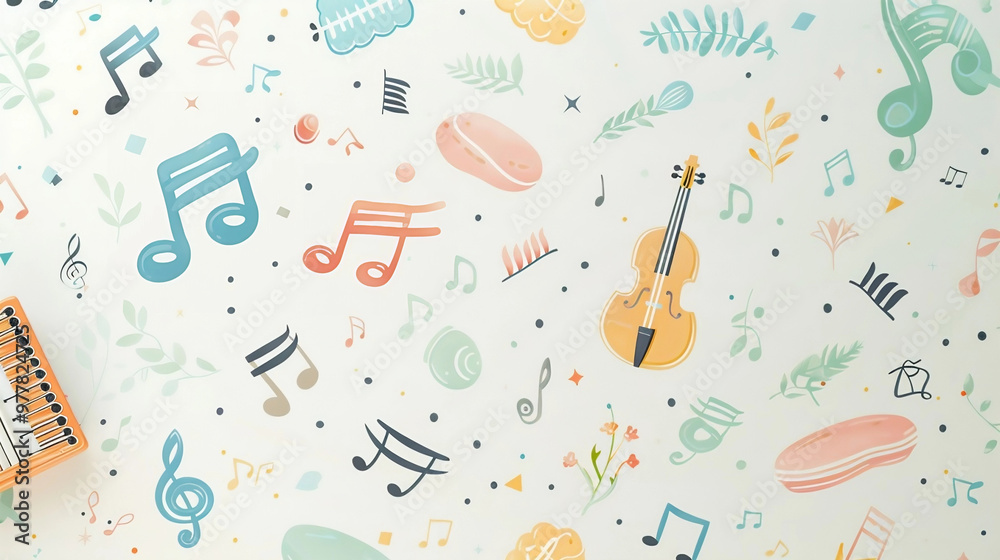 Playful Music Pattern with Colorful Notes Playful Music Pattern with Colorful Notes