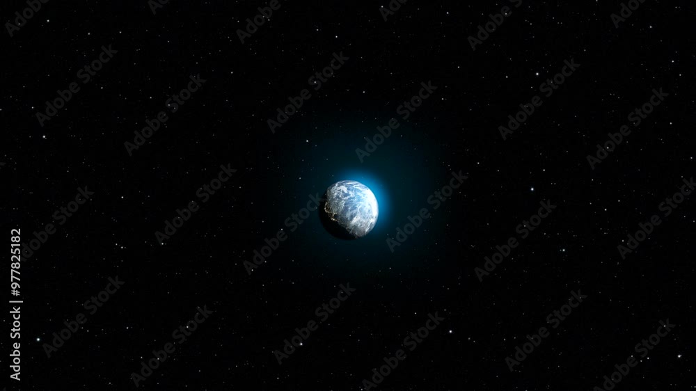 Planet earth from distance and fast zoom in
Beautiful outer space view of earth with America Continent,4K, 2024
