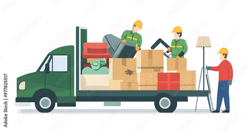 Workers Loading Boxes into a Delivery Truck for Transportation Workers Loading Boxes into a Delivery Truck for Transportation
