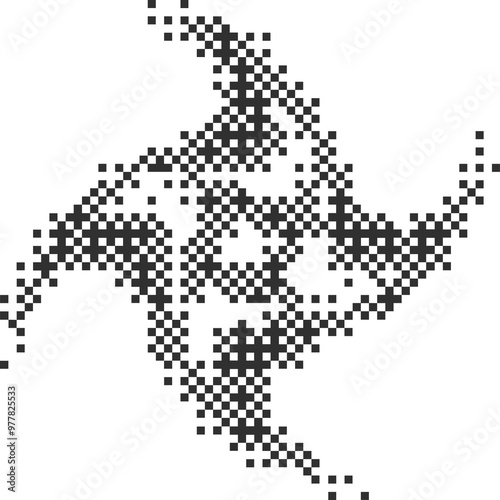 Pixel pattern shape. Textured star with bitmap dither gradient. Retro cosmic element with old computer game graphic effect. Halftone grunge illustration photo