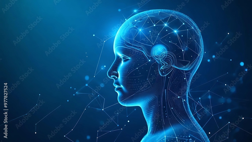 Human head with a network connection, symbolizing AI technology innovation and interconnectedness of ideas, Generative AI. Human head with a network connection, symbolizing AI technology innovation and interconnectedness of ideas, Generative AI.