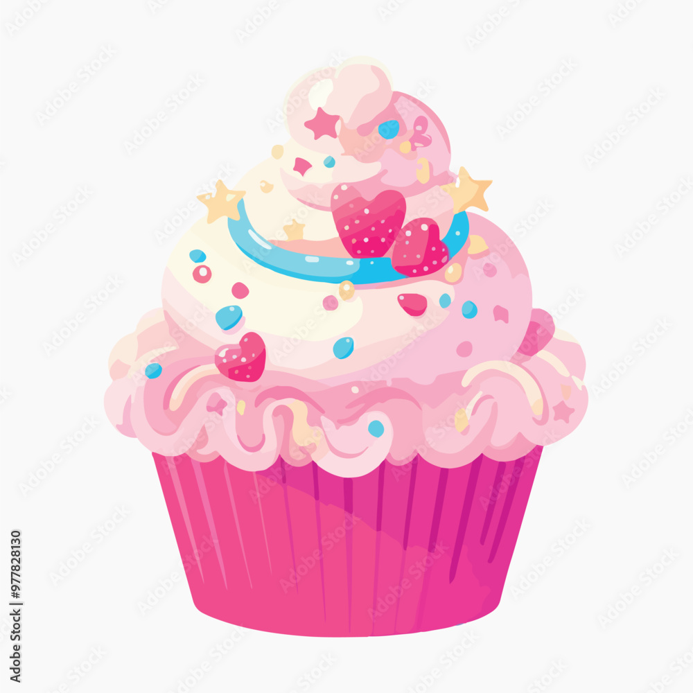 Colorful cupcake with heart sprinkles Colorful cupcake with heart sprinkles