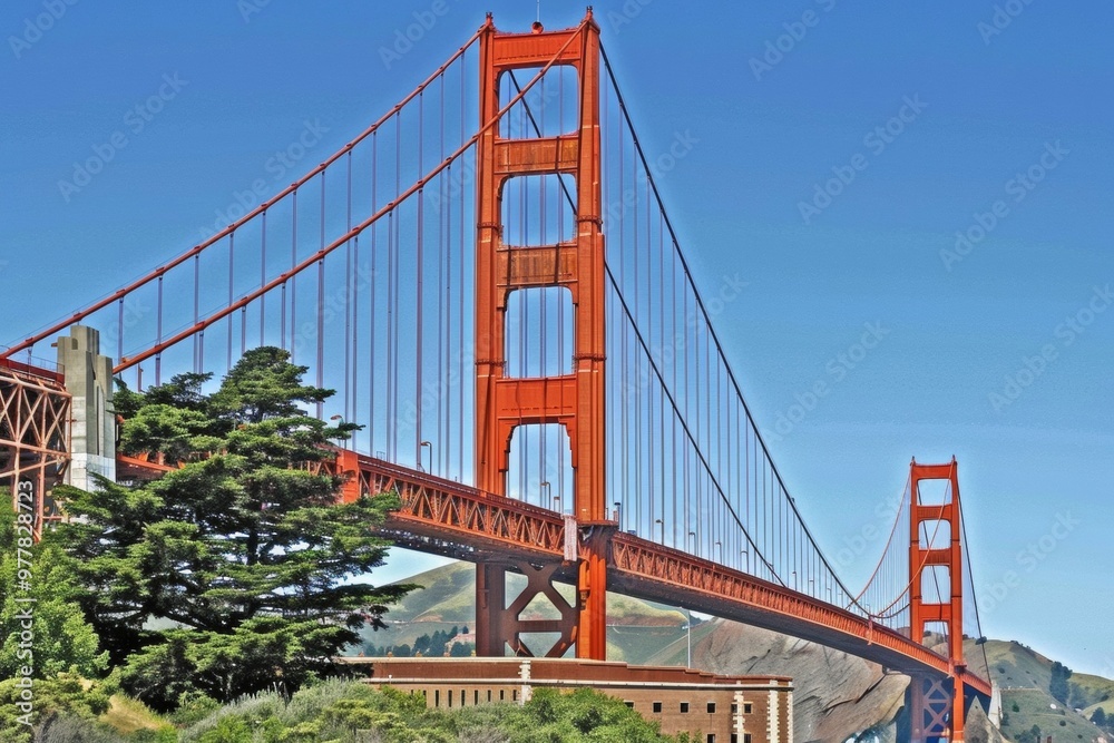 The Golden Gate Bridge spans the bay, connecting urban life with natural beauty, a symbol of San Francisco's innovation and iconic allur The Golden Gate Bridge spans the bay, connecting urban life with natural beauty, a symbol of San Francisco's innovation and iconic allur