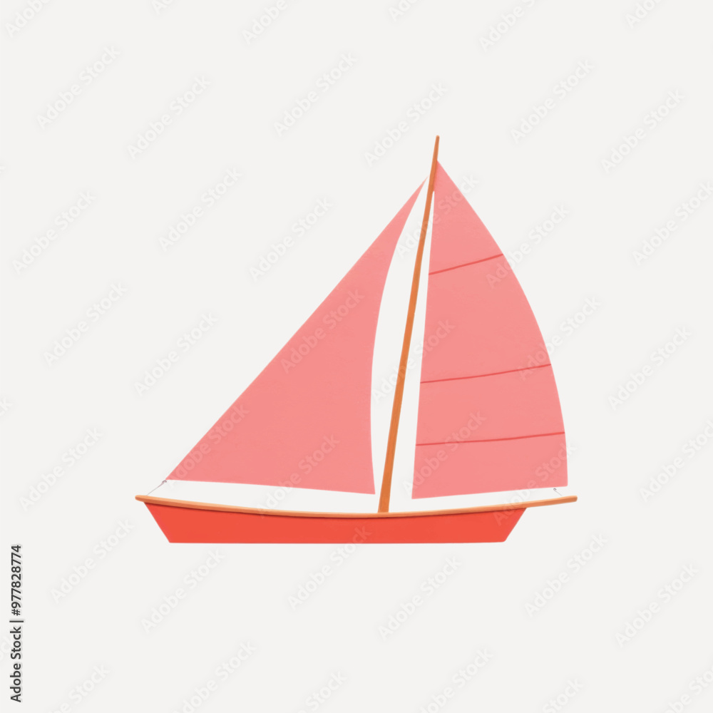 Minimalist pink sailboat illustration Minimalist pink sailboat illustration