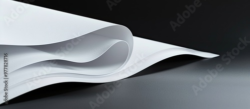 Multiple sheets of curved A4 paper ream set against a black background A straightforward isolated object perfect for demonstrating various concepts offering space for titles and additional text Select