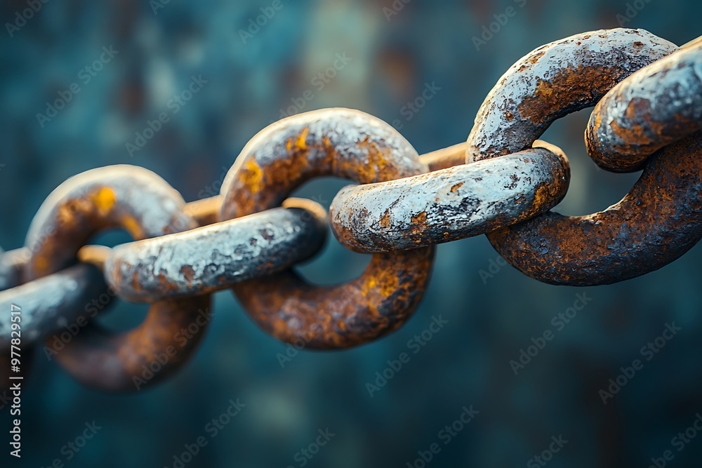Closeup of Rusty Chain Links, Industrial, Strength, Texture Closeup of Rusty Chain Links, Industrial, Strength, Texture