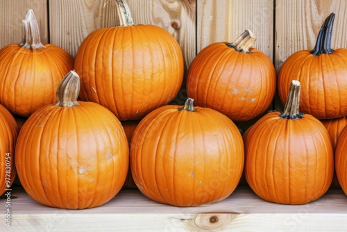 A Photography of A pumpkin patch with rows of plump orange pumpkins, ready for harvest, symbolizing the arrival of the fall season and Halloween festiviti