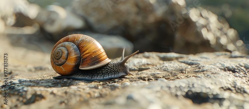 Slow like a snail but never back down. Copy space image. Place for adding text and design photo