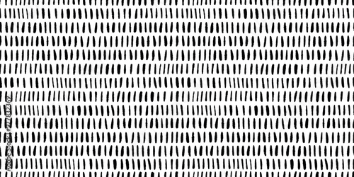 Small Black Dash Stripe Vector Seamless Pattern on White