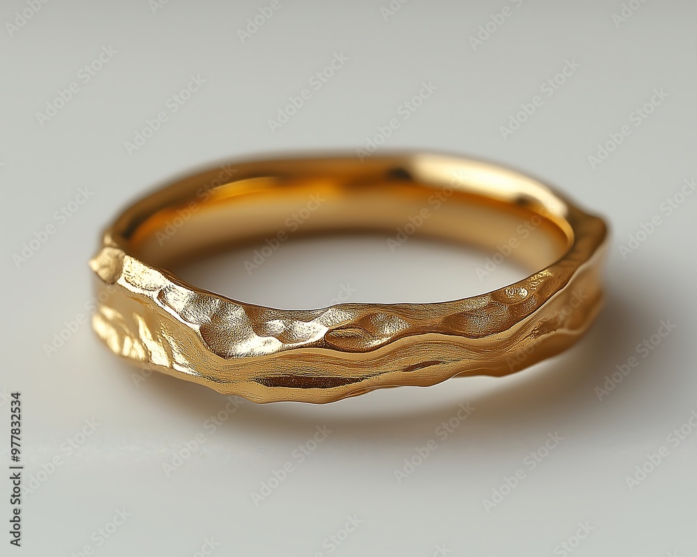A delicate gold ring for men , unique and simple. The ring edges have roughness to mimic mountain texture