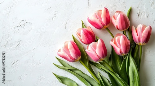 Elegant Pink Tulips on White Canvas: A Pastel Paradise for Special Occasions