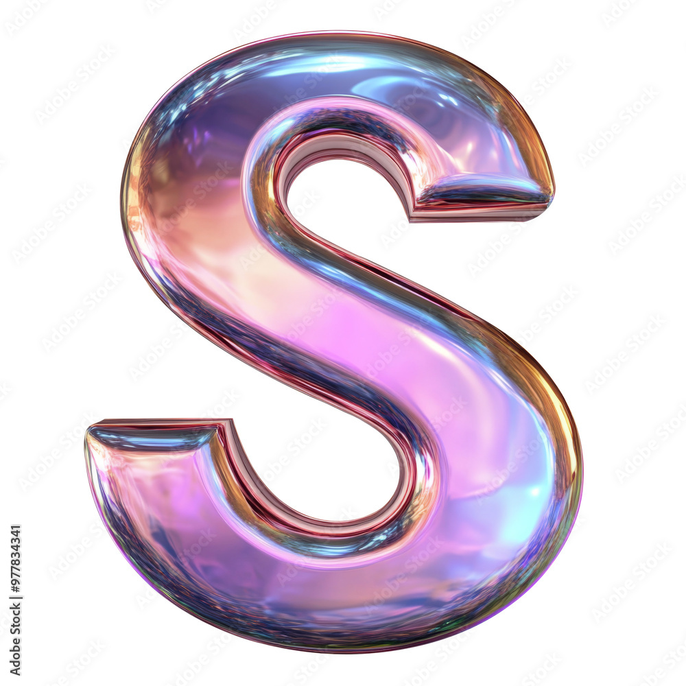 copper Hologram metallic S alphabet Realistic 3D on white background. Generative AI copper Hologram metallic S alphabet Realistic 3D on white background. Generative AI