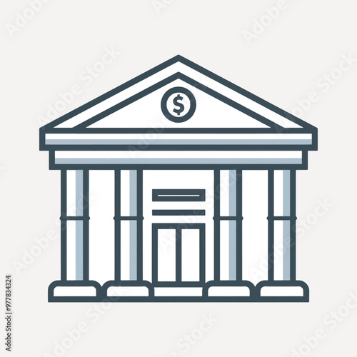 Bank building icon illustration