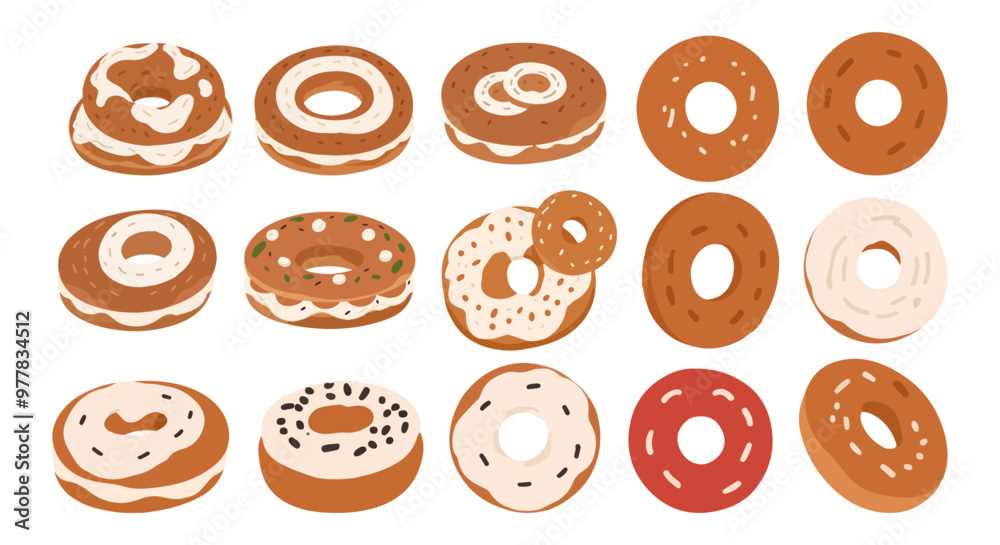 Fototapeta premium Set of Freshly Baked Bagel