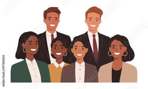 Diverse Group of Smiling Professional Businesspeople