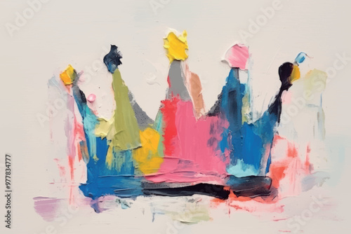 Colorful abstract crown painting
