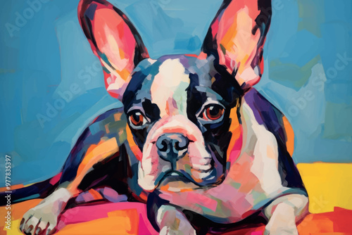 Colorful abstract dog painting