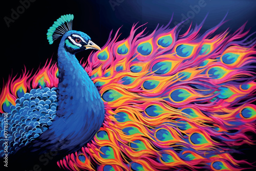 Vibrant peacock with colorful feathers